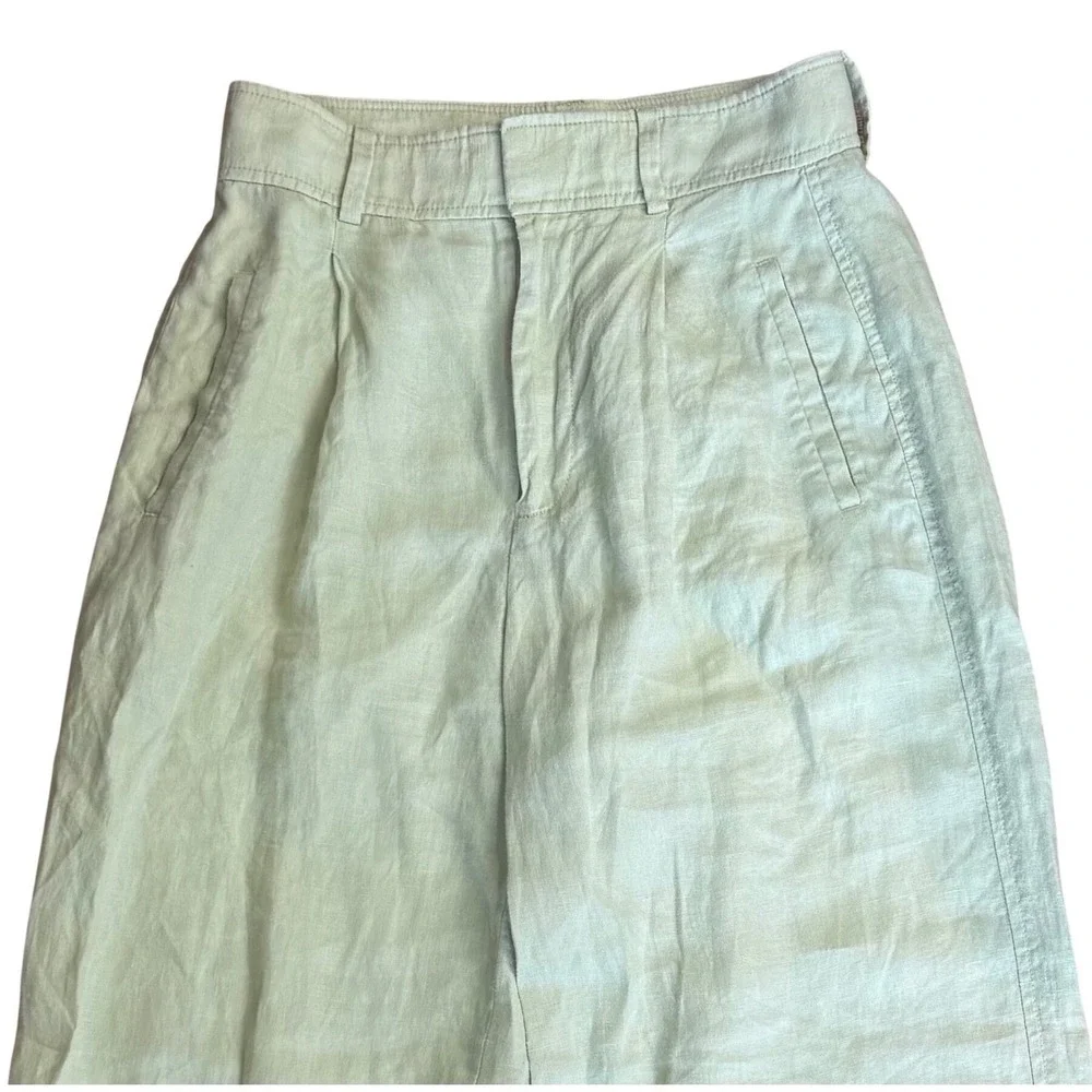 Everlane Womens Sage Green 100% Linen High Way Slouch Pant Size 00 Wide Leg